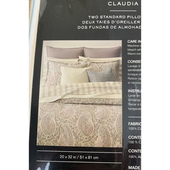 Ralph Lauren CLAUDIA Stripe 2-Pack Standard Pillowcases Cotton 20 x 32 New SH5 - Picture 4 of 5